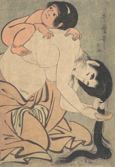 Yamauba kamt haar haar, en Kintoki door Kitagawa Utamaro