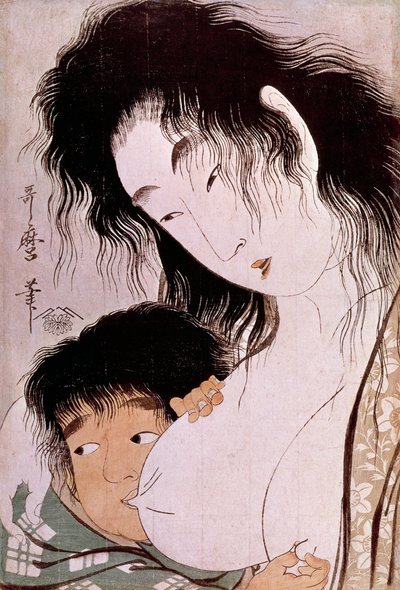 Yamauba en Kintaro: de tetee Japanse prent door Utamaro Kitagawa. Parijs, Guimet Museum, Nationaal Museum voor Aziatische Kunsten door Kitagawa Utamaro