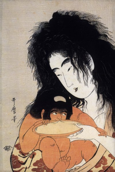 Yamauba en haar zoon Kintaro, Japanse postzegel, c.1804-05 door Kitagawa Utamaro