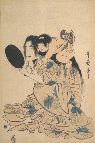 Yamauba die haar tanden zwart maakt en Kintoki, ca. 1795 door Kitagawa Utamaro