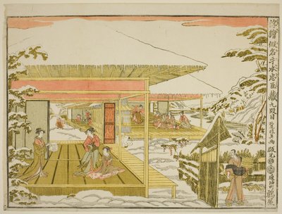 Act IX (Kudanme), uit de serie "Perspectiefbeelden van het pakhuis van loyale vazallen (Uki-e kanadehon Chushingura)" door Kitao Masayoshi