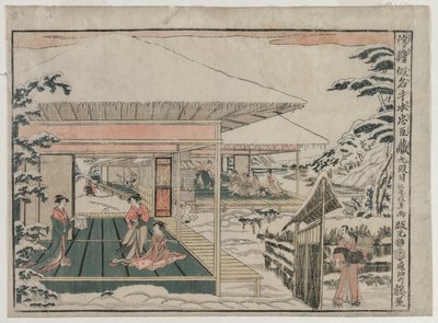 Chushingura: Act IX uit de serie Perspectiefbeelden voor Het Schathuis van Loyaliteit, ca. 179 door Kitao Masayoshi