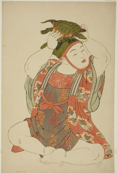 Jongen als Jurojin, uit een serie zonder titel van kinderen als de Zeven Goden van het Geluk door Kitao Shigemasa