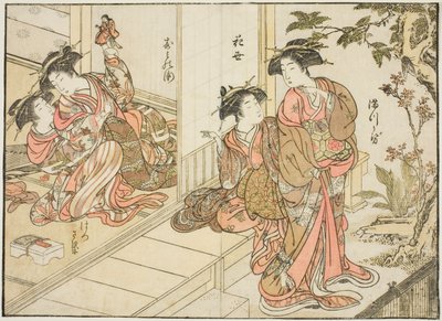 Courtisanes van Maruebiya, uit het boek "Spiegel van Mooie Vrouwen van de Plezierkwartieren (Seiro bijin awase sugata kagami)," deel 2 door Kitao Shigemasa