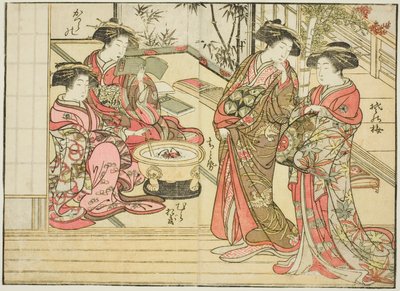 Courtisanes van Otawaraya, uit het boek "Spiegel van Mooie Vrouwen van de Plezierkwartieren (Seiro bijin awase sugata kagami)," deel 2 door Kitao Shigemasa