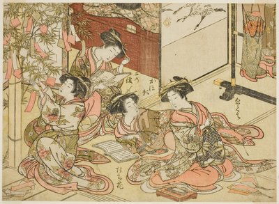 Courtisanes van de Shin Kanaya, uit de serie "Spiegel van mooie vrouwen van de plezierwijken (Seiro bijin awase sugata kagami)," deel 2 door Kitao Shigemasa