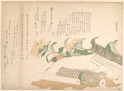Madeliefjes en twee makimono door Kitao Shigemasa