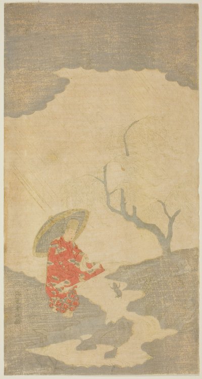 Ono no Tofu kijkt naar een springende kikker door Kitao Shigemasa