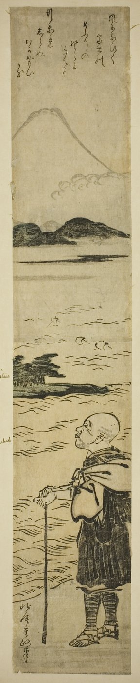 Priester Saigyo Contemplerend de Fuji-berg door Kitao Shigemasa