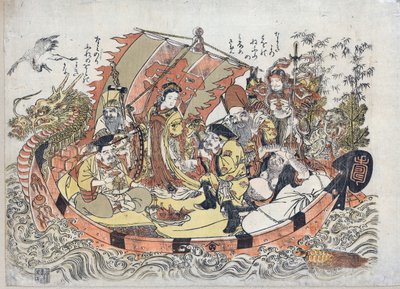 Zeven gelukkige goden door Kitao Shigemasa