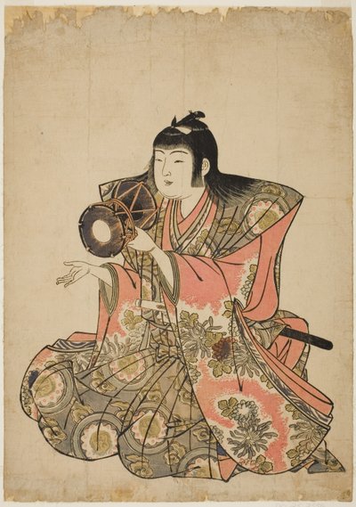 De handtrommelspeler, uit een ongetitelde serie van vijf muzikanten door Kitao Shigemasa