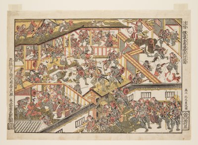 De nachtelijke aanval vanuit het pakhuis van loyaliteit, nieuwe perspectieven door Kitao Shigemasa