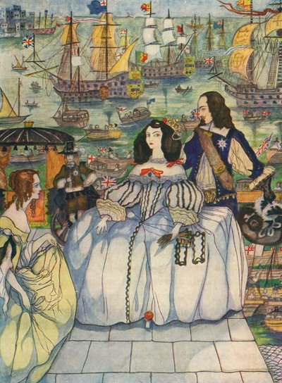 De aankomst van Catherine van Braganza in Portsmouth voor haar huwelijk met Charles II door Kitty Shannon