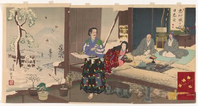 Chushingura, Yuranosuke in pensioen door Kiyochika Kobayashi