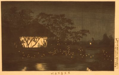 De rivier Koromo onder de Tennoji-tempel door Kiyochika Kobayashi