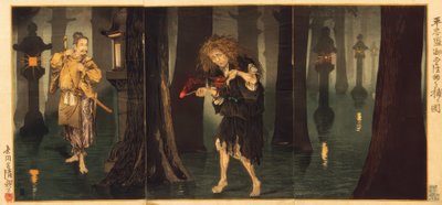 Taira no Tadamori ontmoet de priester van Mido door Kiyochika Kobayashi