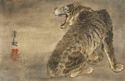 Tijger en bliksem door Kiyochika Kobayashi