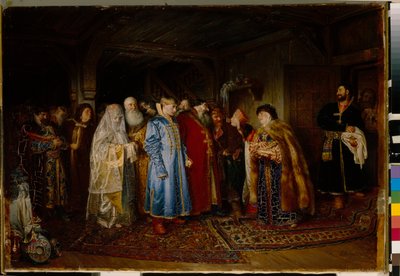 Het huwelijk van de bojaar in de 16e eeuw door Klavdiy Vasilievich Lebedev