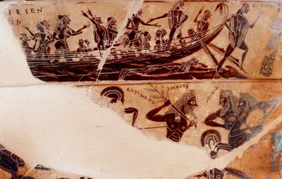 Aankomst van Theseus op Delos, detail van de nek tegenover B bovenregister - 