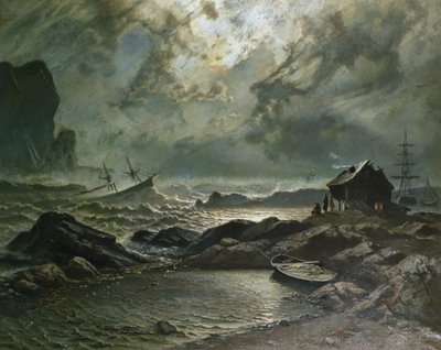 Storm aan de Noorse kust door Knud Andreassen Baade