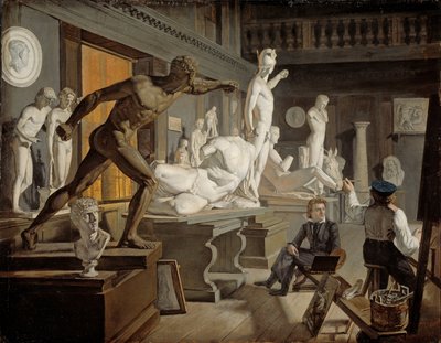 Noors Bokmål:  Fra Kunstakademiet i København Scène van de Academie in Kopenhagen door Knud Baade