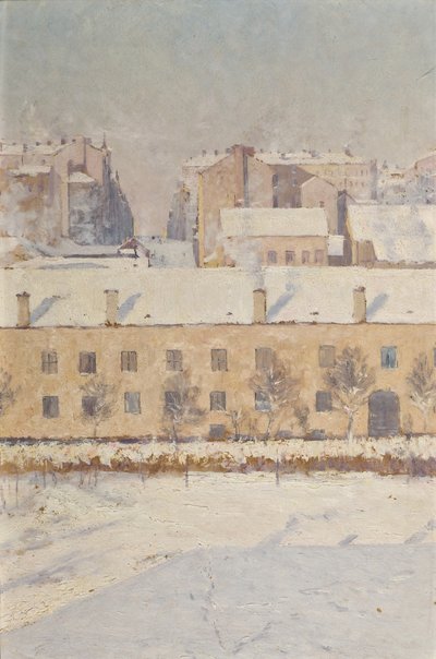 Een Winters Tafereel. Motief uit Zuid-Stockholm, 1886 door Knut Axel Lindman