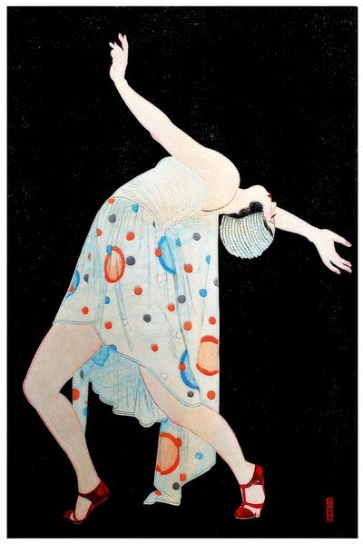 Art Deco moga of modern meisje dansend door Kobayakawa Kiyoshi