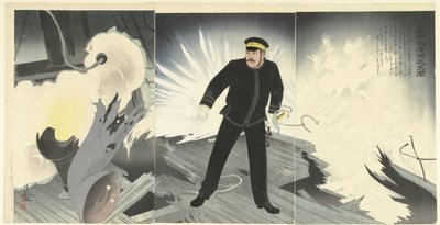 De kapitein-luitenant ter zee Takeo Hirose door Kobayashi Kiyochika