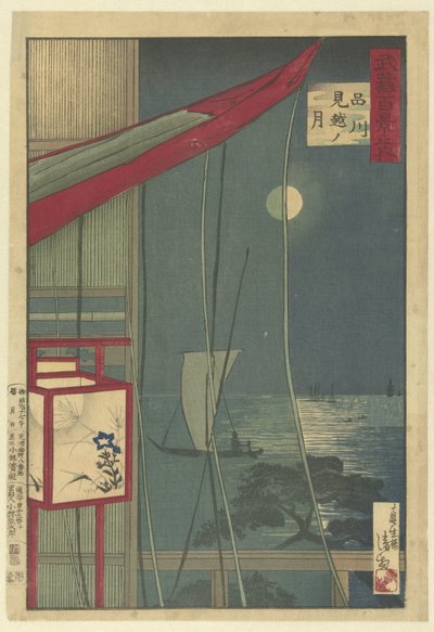 De maan bij Shinagawa door Kobayashi Kiyochika