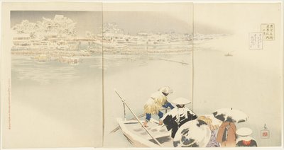 Februari: Matsuchiyanma Hill bij schemering in de sneeuw, maart 1896 door Kobayashi Kiyochika