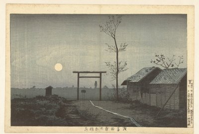 Het Taro Inari heiligdom in de rijstvelden te Asakusa door Kobayashi Kiyochika
