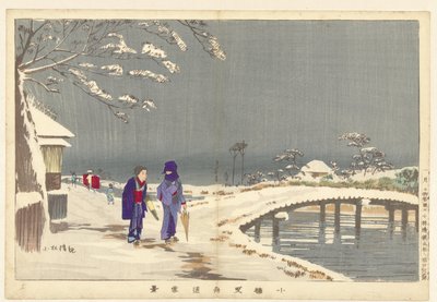 Sneeuwlandschap bij Hikifune in Koume door Kobayashi Kiyochika