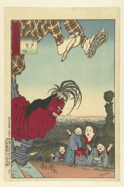 Straatartiest uit Edo door Kobayashi Kiyochika