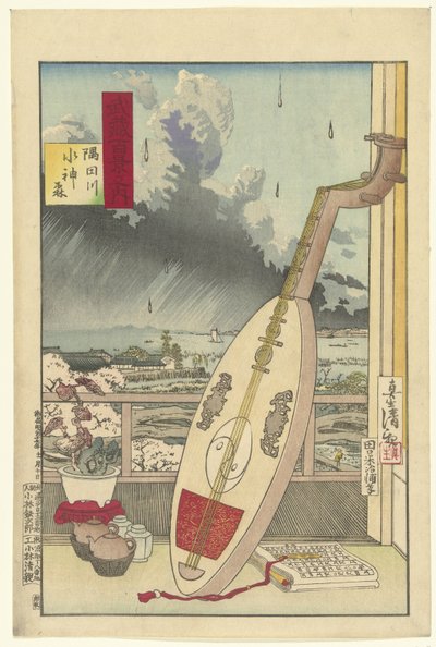 Suijin bos aan de rivier de Sumida door Kobayashi Kiyochika