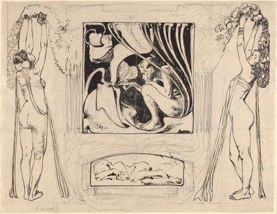 Allegorie op de zomer, in of na 1896 (pentekening) door Koloman Moser