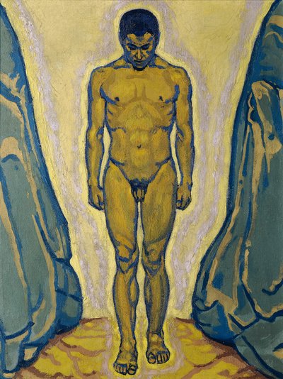 Staande mannelijke naakt tussen rotsen, ca. 1915 door Koloman Moser