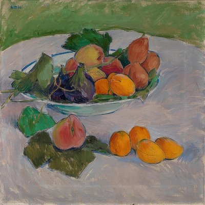 Stilleven met vruchten en bladeren door Koloman Moser