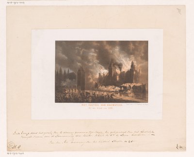 Brand in het Slot Haamstede Het kasteel van Haemstede. (Bij den brand van 1525) door Koninklijke Nederlandse Steendrukkerij van C.W. Mieling