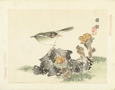 Groene vogel door Kono Bairei