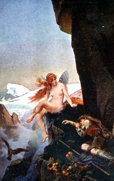Fee in de Zwitserse Alpen, ca. 1910 (illustratie) door Konrad Dielitz