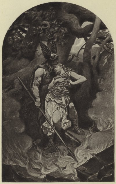 Wotans afscheid van Brunhild (fotogravure) door Konrad Dielitz