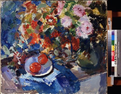 Asters en tomaten door Konstantin Alekseevich Korovin