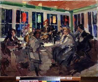 In een café door Konstantin Alekseevich Korovin
