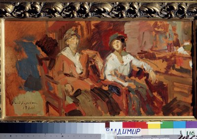 Twee op de rieten stoelen door Konstantin Alekseevich Korovin