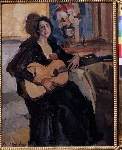 Vrouw met een gitaar door Konstantin Alekseevich Korovin