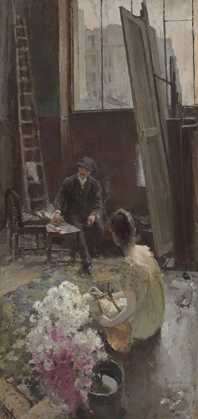 In het Atelier van de Kunstenaar door Konstantin Alekseevich Korovin