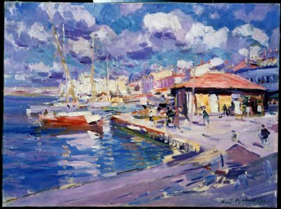 De visbaai van Sebastopol (Oekraïne) door Konstantin Alekseevich Korovin