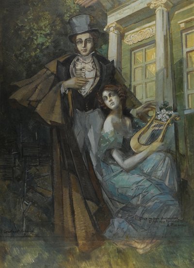 Portret van Aleksandr Poesjkin en zijn muze door Konstantin Alekseevich Korovin