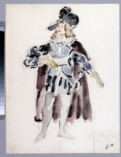 Kostuumontwerp voor de opera De stenen gast van A. Dargomyzjski door Konstantin Alekseevich Korovin