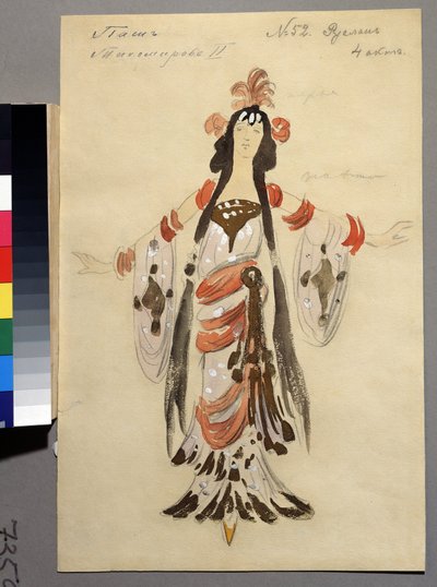 Kostuumontwerp voor de opera Roeslan en Ljoedmila van M. Glinka door Konstantin Alekseevich Korovin